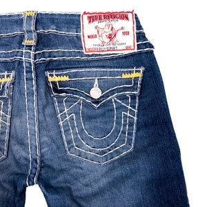TRUE RELIGION•Rare Billy Gold & Pearl Super T Jean